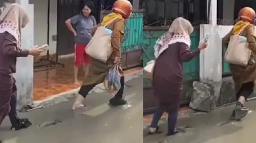 Viral Emak-Emak Merintas Jalan Yang Sedang Dicor Masih Basah Menuai Pro Kontra, Simak Siapa Yang Salah